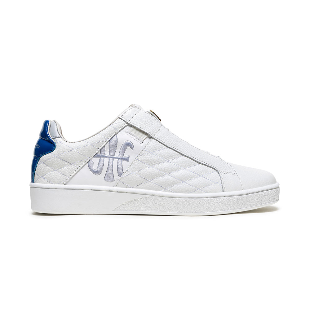 Men's Icon Lux White Blue Leather Sneakers 02551-005