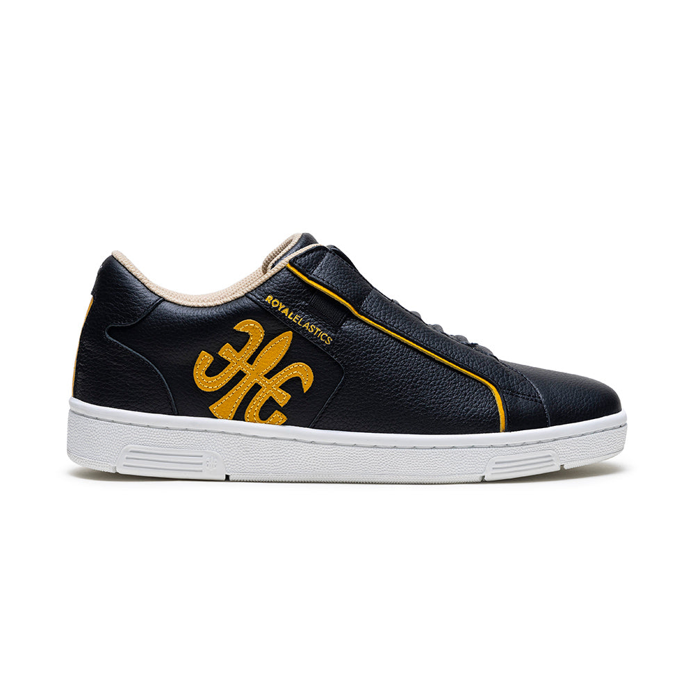 Men's Adelaide Black Yellow Leather Sneakers 02651-993