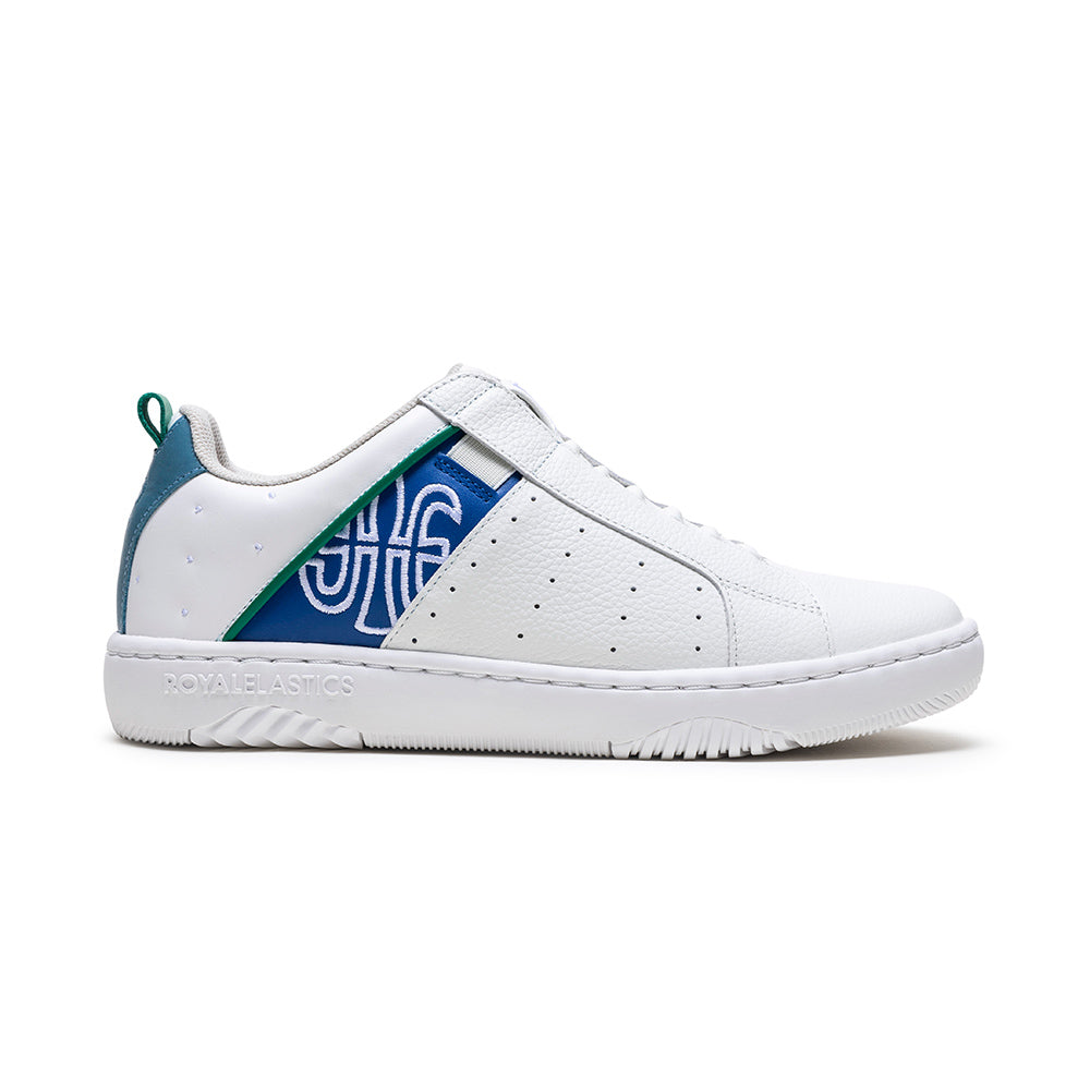 Men's Icon 2.0 White Blue Logo Leather Sneakers 06551-005