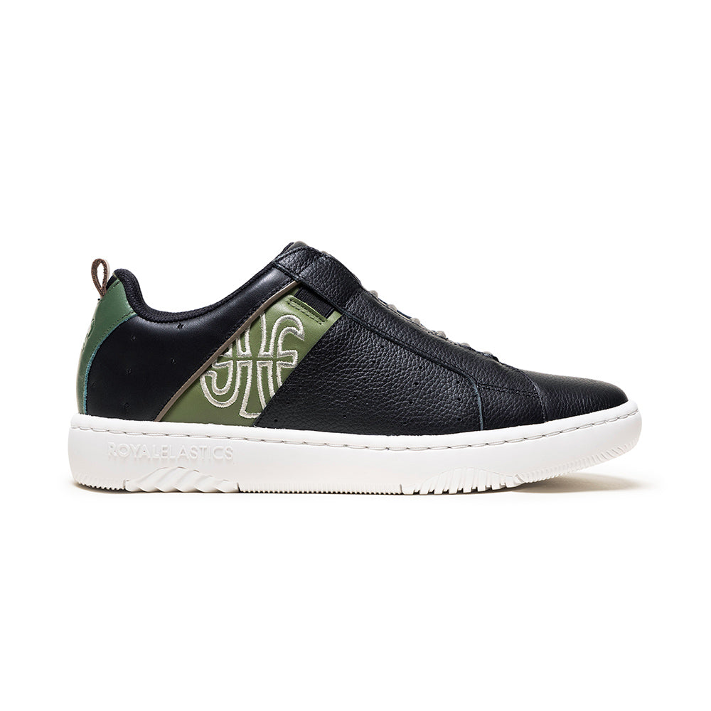 Men's Icon 2.0 Black Green Logo Leather Sneakers 06551-994