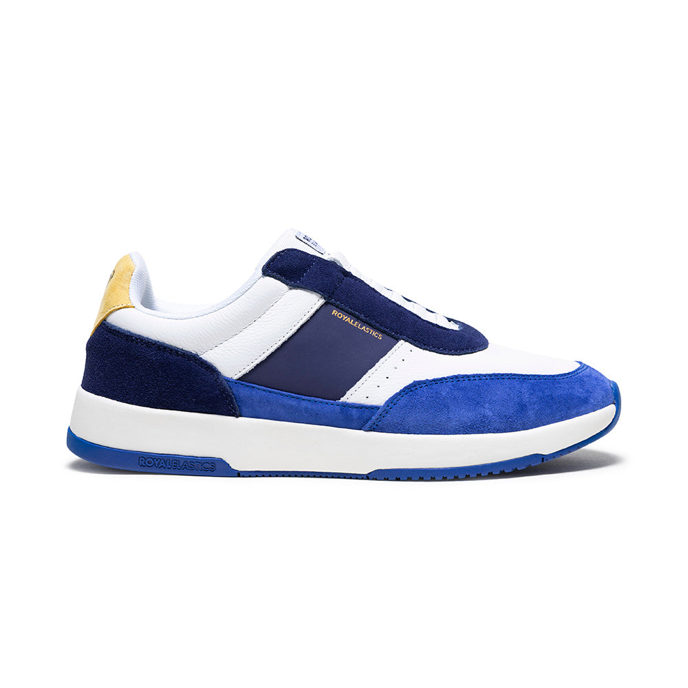 Men's Crown Lux White Blue Yellow Leather Sneakers 07543-053