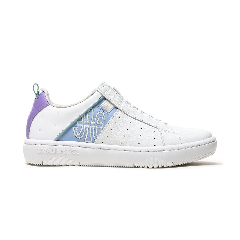 Women's Icon 2.0 White Blue Purple Logo Leather Sneakers 96551-056